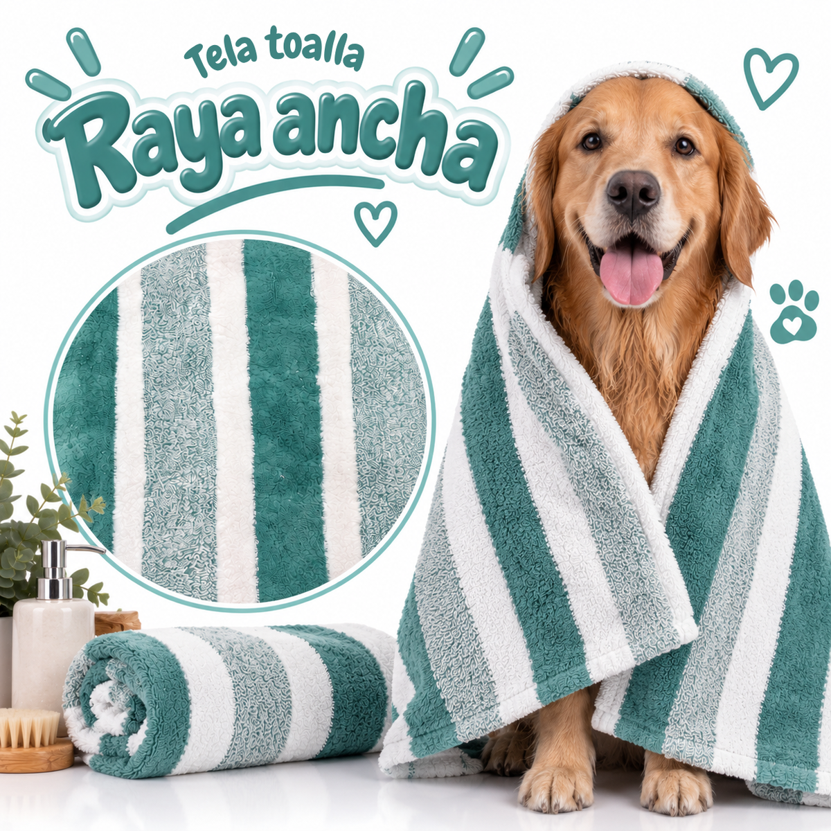 Tela Toalla Estampada Raya Ancha