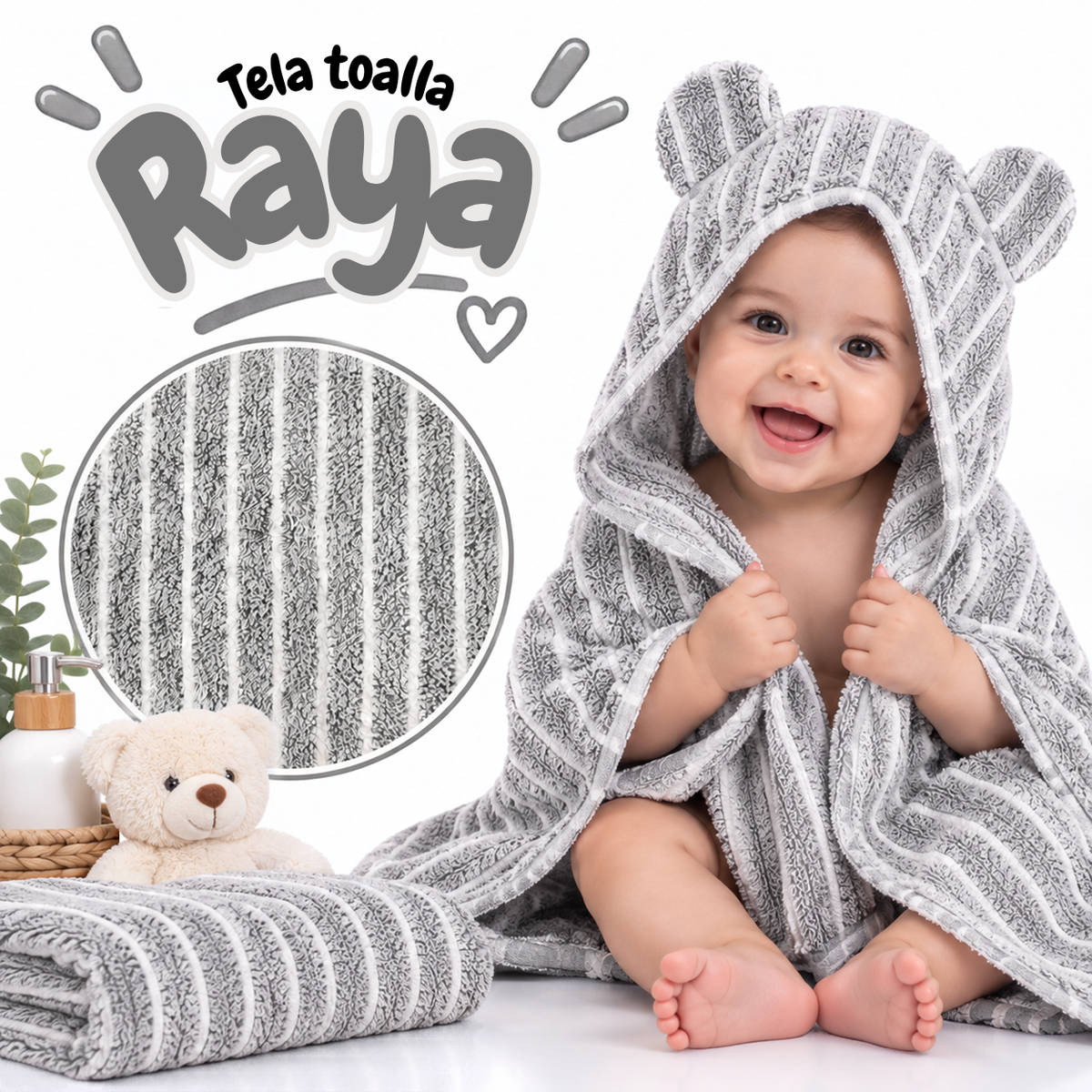 Tela Toalla Estampada Raya