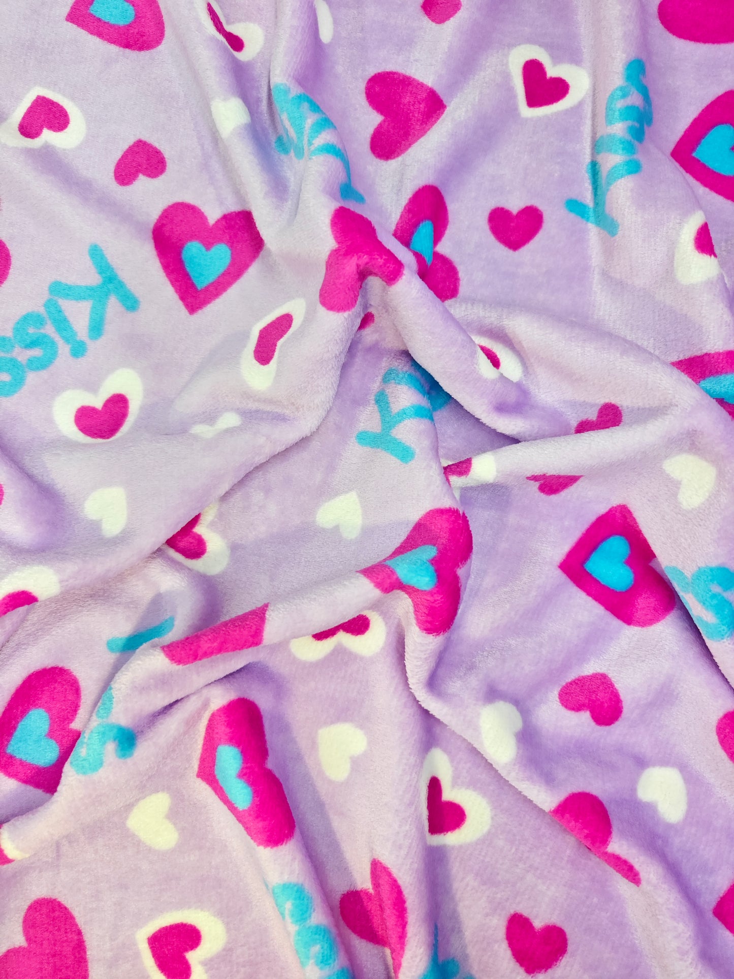 Piel de Conejo Lila Corazón Kiss Estampada x Metros Ref. 07047