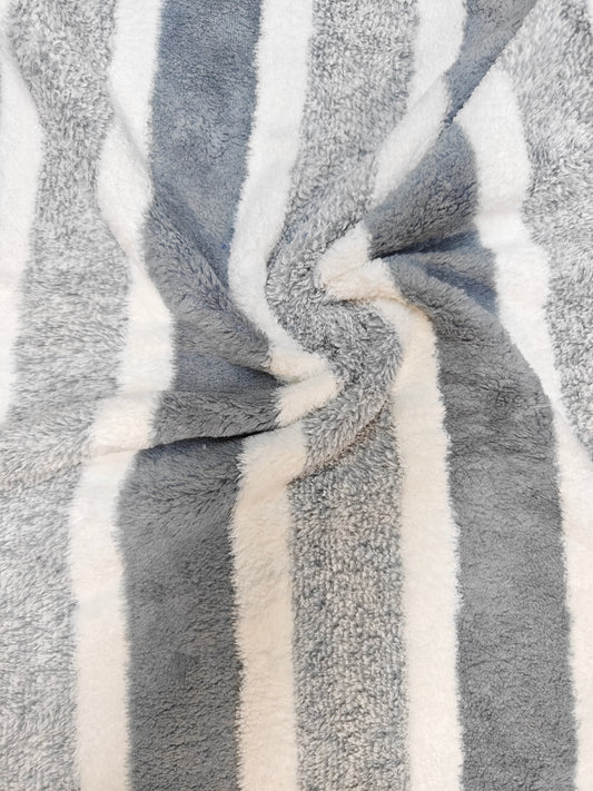 Tela Toalla Estampada Raya Ancha Gris Ref. 1421