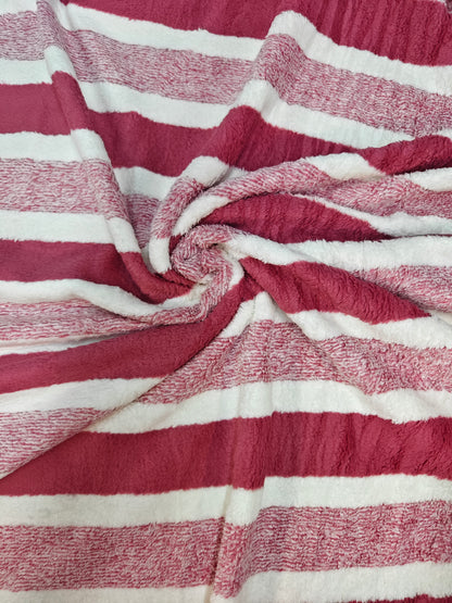 Tela Toalla Estampada Raya Ancha Rojo Ref. 1425
