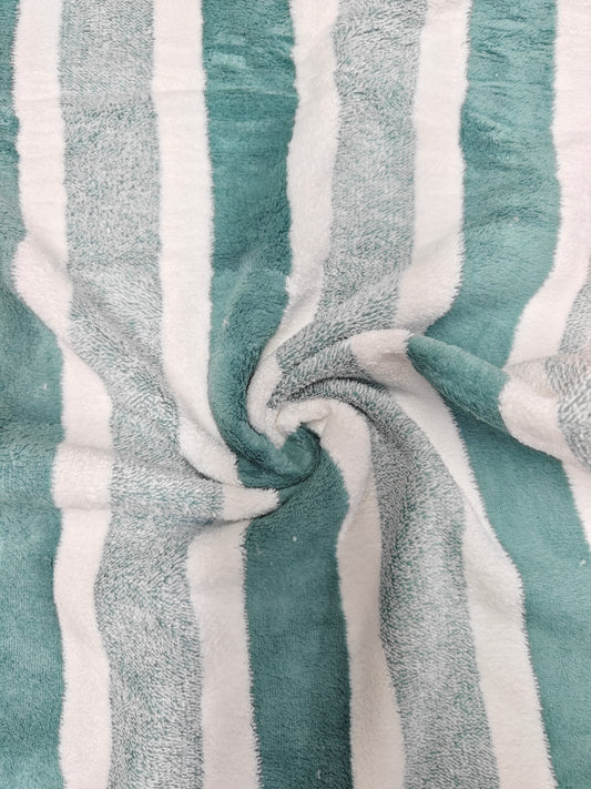 Tela Toalla Estampada Raya Ancha Verde Ref. 1424