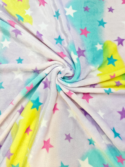Piel de Conejo Arcoiris Pastel Lila Estampada x Metros Ref. 07044