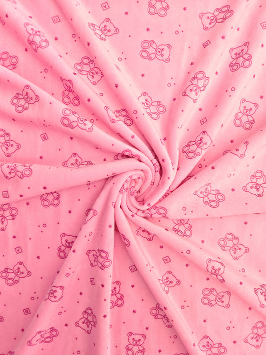 Suavetina Ositos Rosado Estampada x Metros Ref. 04029