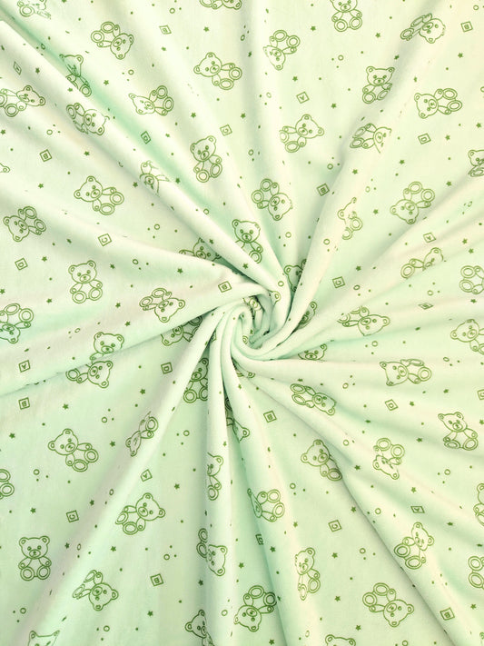 Suavetina Ositos Verde Menta Estampada x Metros Ref. 04030